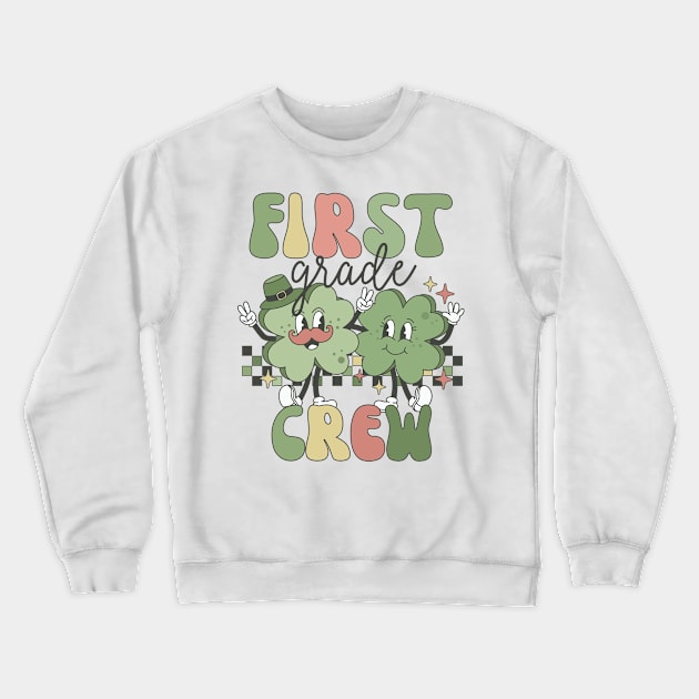 Retro 1st Grade Teacher St Patricks Day Teaching Squad Crewneck Sweatshirt by luxembourgertreatable